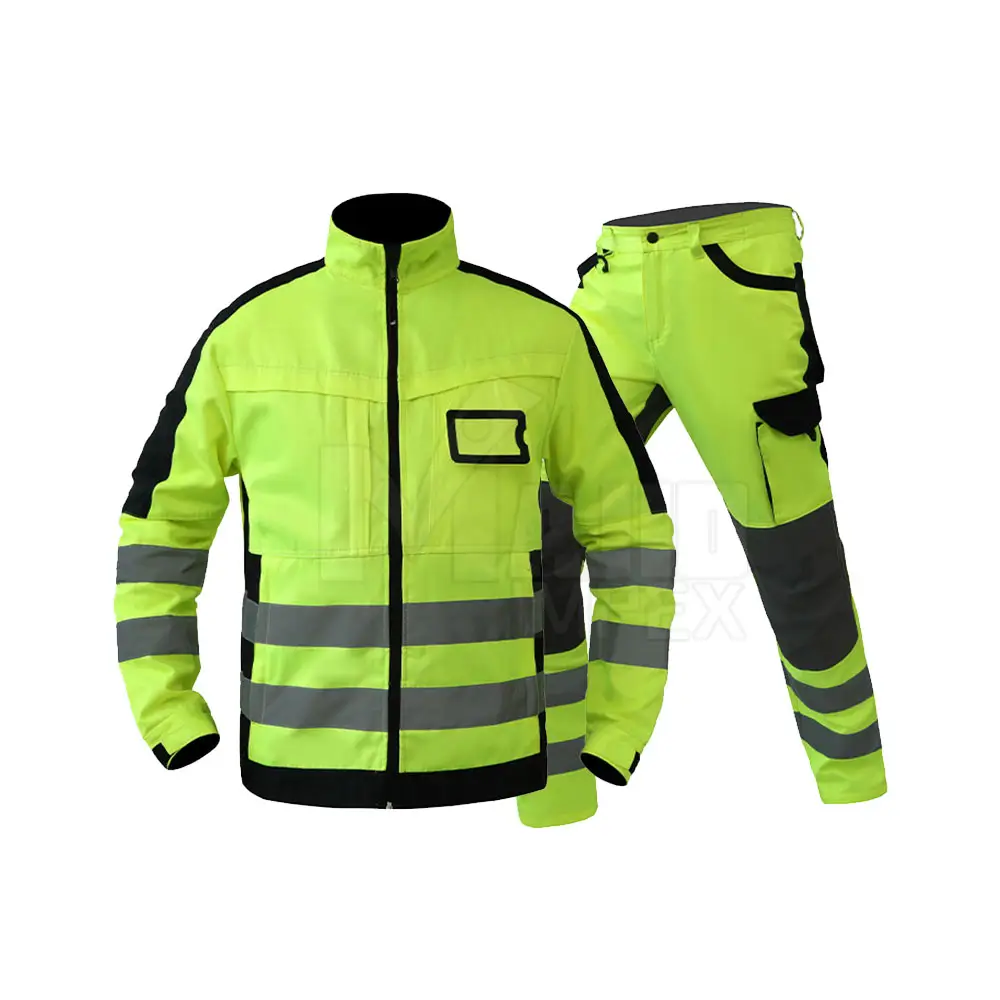 Polyester Cotton Safety Work Coverall With Reflective Stripes Working Clothes Workwear Suit In Best Price