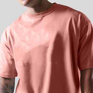 Vente en gros T-shirts courts surdimensionnés pour hommes de qualité supérieure 100% coton biologique séchage rapide imprimé léger col en O uni - Product Image 4