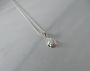 White <b>Opal</b> Pendant <b>Necklace</b> with October Birthstone Pear Shape Classic Link Chain 14K <b>Gold</b> Plated Christian Lovers Pattern - Product Image 2