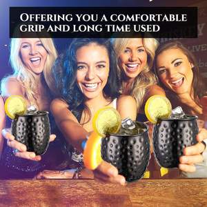 Tasses à Moscow Mule en acier inoxydable de qualité supérieure, plaquées noir, en gros, pour boissons fraîches, café, vin, cocktails, cadeau de mariage - Product Image 6