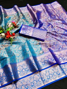 İnanılmaz renk Lichi ipek gümüş ve bakır Zari dokuma Saree brokar bluz <span class=keywords><strong>Online</strong></span> alışveriş hindistan