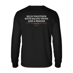 T-shirt à manches longues avec inscription « Held Together With Baling Twine And A Prayer » - Product Image 2