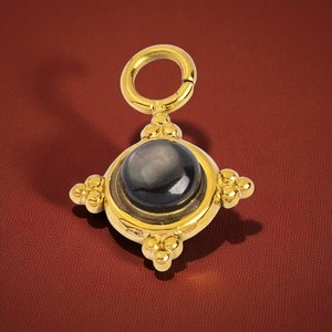 Colgante de encanto de lujo de piedras preciosas de obsidiana negra redonda de 6 MM para venta al por mayor-colgante de plata 925 - Product Image 1