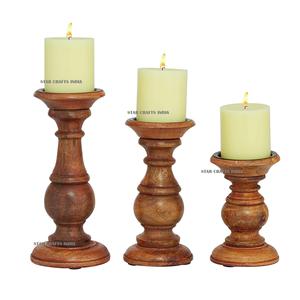 Bougeoir personnalisé de 3 types pour la fête de Noël et d'anniversaire Bougeoir en bois de table à manger fait à la main du fabricant indien SCI - Product Image 5