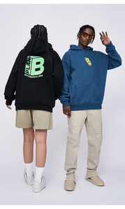 Otoño Invierno Ropa de hombre Marca Impreso Terciopelo Sudadera con capucha Sudadera de manga larga Estilo de pareja suelta - Product Image 4