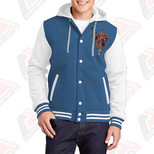 Chaqueta Varsity Personalizada para Hombre, Elegante y Cálida, con Capucha, 100% Algodón, Felpa, Bordada, Impresión Digital, Lavada a la Piedra, Teñida Lisa, para Invierno - Product Image 3