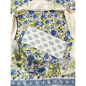 Salwar Kameez imprimé à la main Aura Floral et Dupatta Mulmul, Sari indien en coton doux cousu - Product Image 1
