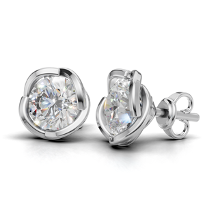 Boucles d'oreilles clous en diamant de laboratoire certifié IGI, taille ronde, monture closée, en or 18 carats, avec fermoir à vis - Product Image 2