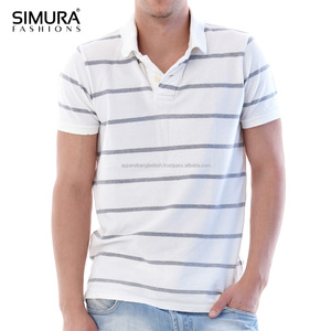 Chemise à col pour homme, style piqué, 100% coton, à rayures, à manches courtes, personnalisable, séchage rapide, prix de gros, OEM - Product Image 1