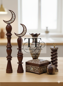 Elegante conjunto de decoración de Ramadán de luna creciente de madera, decoración islámica hecha a mano para el hogar, adorno de madera Eid - Product Image 2