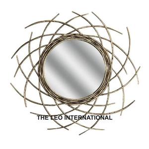 Espejo de pared moderno con acabado Gris de forma redonda de Metal de hierro de la India estilo elegante decorativo de lujo hecho a mano para el hogar - Product Image 6