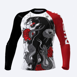 Venta al por mayor personalizado sublimación impresa Jiu Jitsu Rash Guard Bjj manga corta Rashg uards MMA Rush Guard secado rápido OEM personalizado - Product Image 4