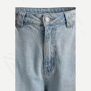 Jeans de Mezclilla Rectos Transpirables de Lavado Medio y Corte Regular, Pantalones de Moda Casual para Mujer, Atuendo Diario, Color Personalizado, Venta al por Mayor - Product Image 4