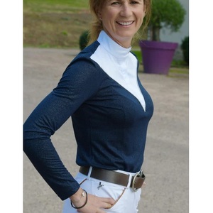 Nueva llegada de las mujeres camisas de montar Baselayer Top Show Shirt ropa deportiva personalizada ropa ecuestre al por mayor camisa de montar a caballo - Product Image 2