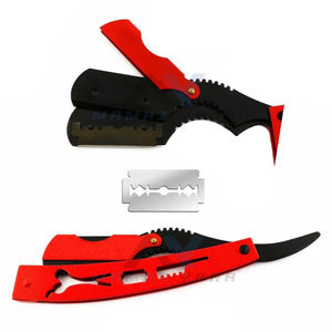 Navaja de Afeitar Recta Roja de Alta Calidad, Plegable, de Acero Inoxidable, Mango Manual, Cuchilla de Repuesto para Afeitar - Product Image 3