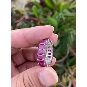 Ruby Eternity Band <b>Ring</b> 925 Sterling <b>Silver</b> Handmade Gemstone Band <b>Ring</b> Wholesale Jewelry Supplier - Product Image 4