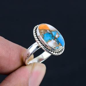 925纯银实心珠宝承诺戒指绿松石手工天然宝石旋转戒指结婚礼物精品银饰 - Product Image 4