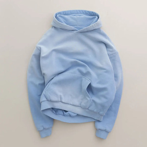 OEM Custom Printed Embroidery Logo Design <b>Men's</b> Vintage High Street <b>Hoodies</b> Knitted Hooded Clothes with Spray Dyes - Product Image 1