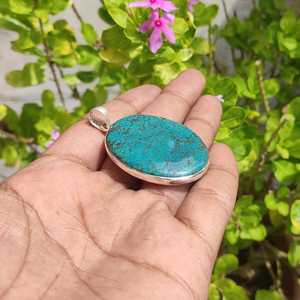 Colgante de piedras preciosas de turquesa Natural hecho a mano, estilo bohemio, forma ovalada, joyería de plata esterlina, collar para niños, abalorio para - Product Image 4