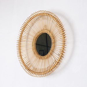 Venta al por mayor de espejo de ratán natural Sunburst diseño bohemio decoración de pared de color natural hecho a mano decoración del hogar del fabricante de Vietnam - Product Image 3