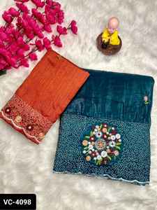 Style indien et pakistanais lourd mariage et festival fonction porter des saris Slk en papier de qualité supérieure avec des pièces de chemisier pour les femmes - Product Image 4