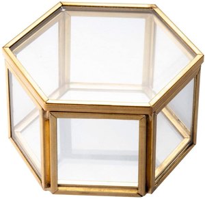 Decorative Square Gold Transparent Glass Brass Terrarium <b>Trinket</b> Ring Jewelry Display <b>Box</b> Modern Design Custom Size Personalized - Product Image 3