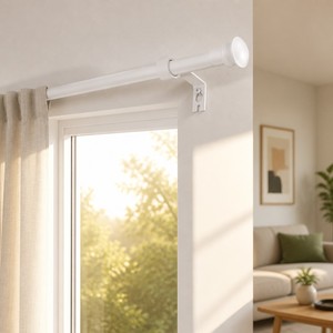 Supports de tringle à rideau décoratifs CorkLatta en acier inoxydable blanc, 30/45 pouces, diamètre 5/8 pouce, pour chambre et salon - Product Image 6