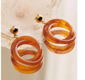 ต่างหูอะคริลิคทรงกลมทำมือสำหรับผู้หญิง หลากสี ทำจากเรซิ่น สไตล์วินเทจ เครื่องประดับแฟชั่นสั่งทำพิเศษ งานฝีมือเรซิ่นจากอินเดีย - Product Image 4