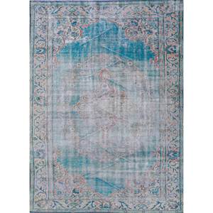 Handmade Vintage Blue Wool <b>Rug</b> Large <b>Boho</b> Style Medallion Abstract and Rectangle Pattern for Home Entryway Hallway-Pae-2069 - Product Image 1