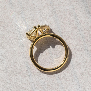 4.10 TC poire et émeraude coupe Moissanite bague de fiançailles à la main vous et moi bague avec 1.8mm Solitaire bande de mariage - Product Image 4