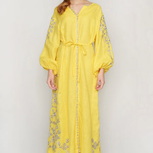 Customize Fashion Trendy Oversized Green Trendy Embroidered Cotton <b>Long</b> <b>Sleeve</b> Cuff <b>Top</b> <b>Tunic</b> Blouse for Women - Product Image 1