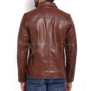 Chaqueta de piel de oveja original de la mejor calidad para hombre, último diseño vintage, estilo motorista de cuero genuino para invierno OEM - Product Image 3