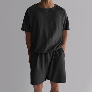 Camisetas de color negro sólido OEM/ODM para hombre, camisas de cuello redondo de algodón 100% de alta calidad, camiseta informal de manga corta, conjunto doble - Product Image 1