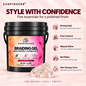 SUNPINHERB Gel Coiffant 64 Oz Fixation Forte pour Tresses, Locs, Twists et Bords Contrôle des Frisottis Brillance Naturelle pour Cheveux Texturés Salon S - Product Image 4