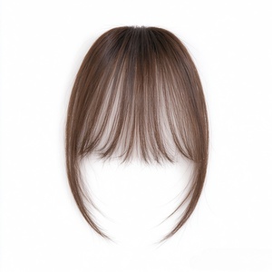 แฮร์พีชหน้าม้าแบบหนีบ ทำจากผมแท้ ต่อผมด้านข้างตรง สีน้ำตาล สำหรับผู้หญิง - Product Image 1