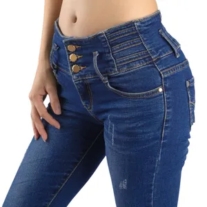 Nova Fábrica pantaloon jean Moda atacado skinny Branded calça jeans plus size jeans em linha reta mulheres