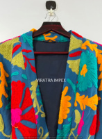 Jubah Kimono bordir gaya Boho klasik elegan 100% kualitas terbaik Suzani bordir tangan jaket tepian mentah pendek