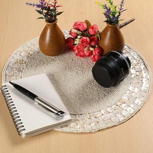Handcrafted <b>round</b> Beaded <b>Placemats</b> for Dining Table for Wedding Christmas & Family Gatherings for Parties - Product Image 4