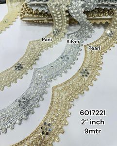 Custom Made <b>Sequins</b> Embroidered Lace with Vintage Floral Design Eco-Friendly Luxury for Any Fabric Creation - Product Image 3
