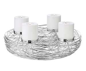 Portavelas hecho a mano con acabado de plata de níquel y candelabro para decoración navideña - Product Image 5