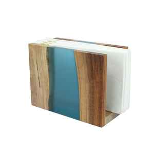 Porte-serviettes en résine acrylique et bois avec nœud luxueux, perle, fleur en bois, table à manger de luxe pour Noël, mariage - Product Image 3