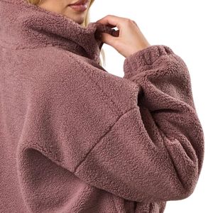 Chaqueta de Forro Polar Sherpa Suave para Mujer, Color Rosa Polvoriento, Corta, con Cierre Completo, Estilo Casual y Cómodo, para Usar en Invierno - Product Image 4