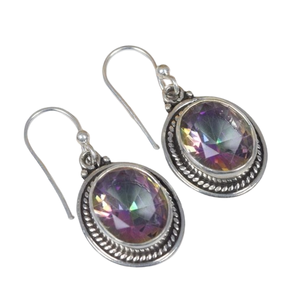 Pendientes de topacio para mujer, pendientes de piedras preciosas de topacio místico, pendientes al por mayor de plata de ley sólida 925 para niñas, Pendientes colgantes de plata - Product Image 1