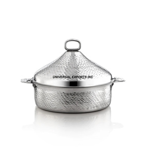 Casserole ronde en acier inoxydable, faite à la main, design de luxe, nouvelle et élégante, chauffe-plats en métal - Product Image 3