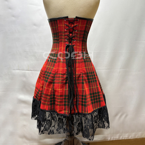 Robe Corset Amincissante sur Mesure à Motif Tartan avec Bordure en Dentelle – Fournisseur en Gros de Robes Corset Tendance - Product Image 4