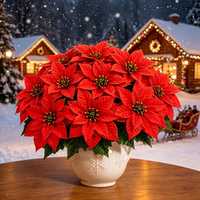 19pcs Bunga Poinsettia Buatan Realistis dari Sutra, Rangkaian Bunga yang Dapat Digunakan Kembali untuk Dekorasi Liburan Natal, Pernikahan, dan Rumah