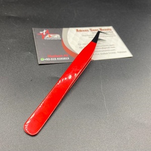 Pince à épiler professionnelle à 90 degrés Slim Boot Pince à épiler d'extension de cils noirs enduits de poudre rouge Cils pointus en acier durable - Product Image 5