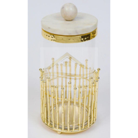 Luxe Home Collection Metalen Ambachtelijke Blikjesset Gouden Kleur Snacks Opbergpot Dekselvormige Koffie Biscuitdoos Kruidenhouder