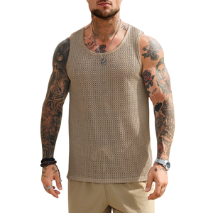 <b>Mens</b> Knitted Sleeveless Tank Top Solid Casual Summer <b>Vest</b> Lightweight Breathable Stretch Streetwear Fitness <b>Gym</b> Sports Wear - Product Image 1