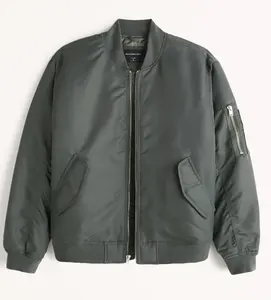 Новый индивидуальный дизайн, свободная куртка-бомбер Abercrombie, оливковая зеленая куртка-бомбер для мужчин